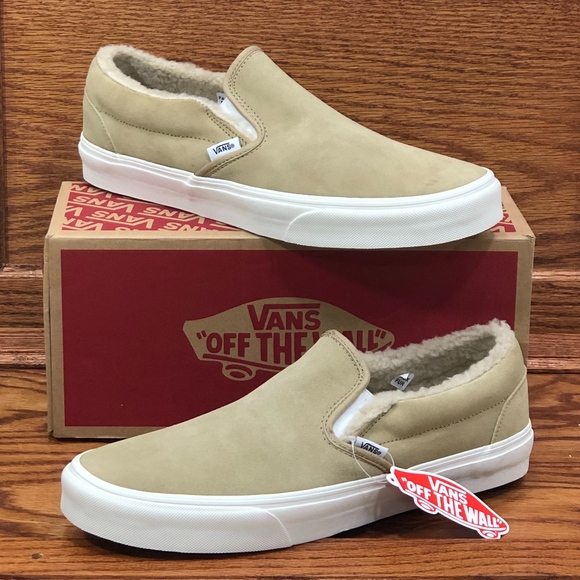suede fleece slip on vans